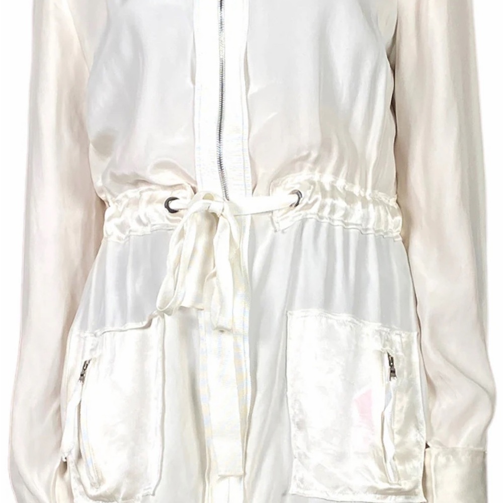 Tahari Cream Jacket with Ribbed Collar